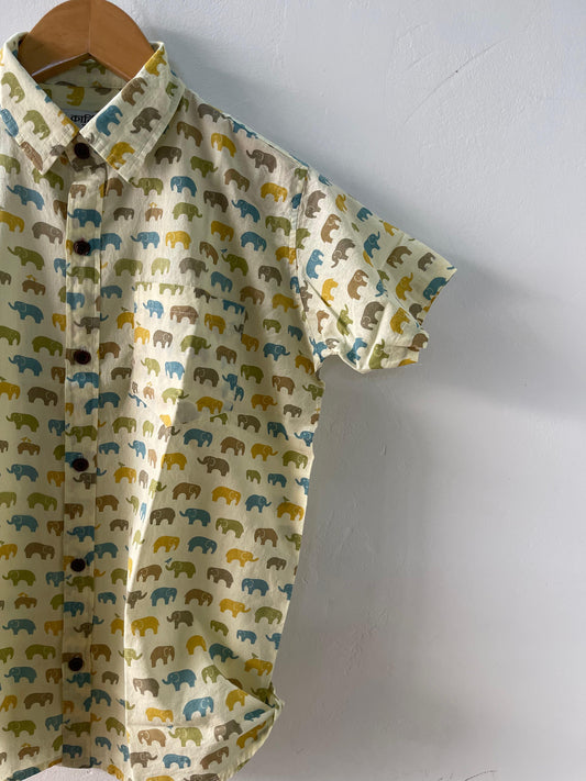 Cute Elephant Print Kids Vintage Shirt- Oversized
