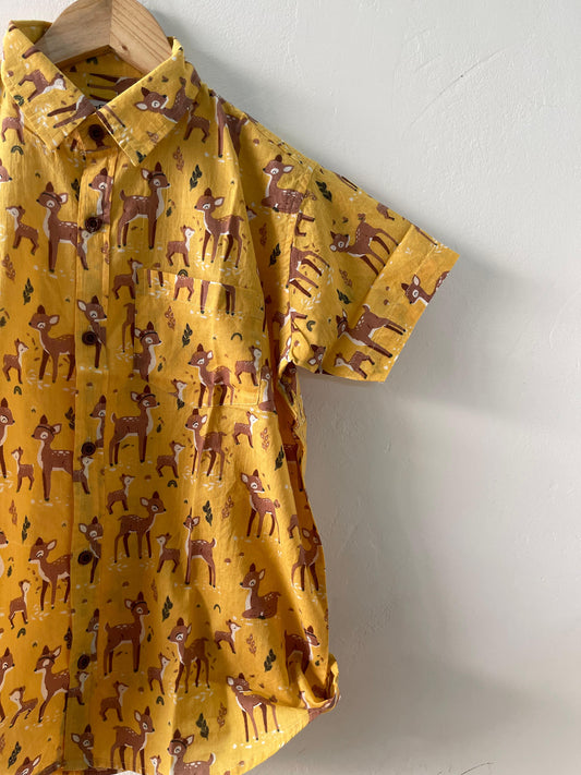Stylish Yellow Kids Vinatge Shirt By Kartikeya Jaipur- Oversized