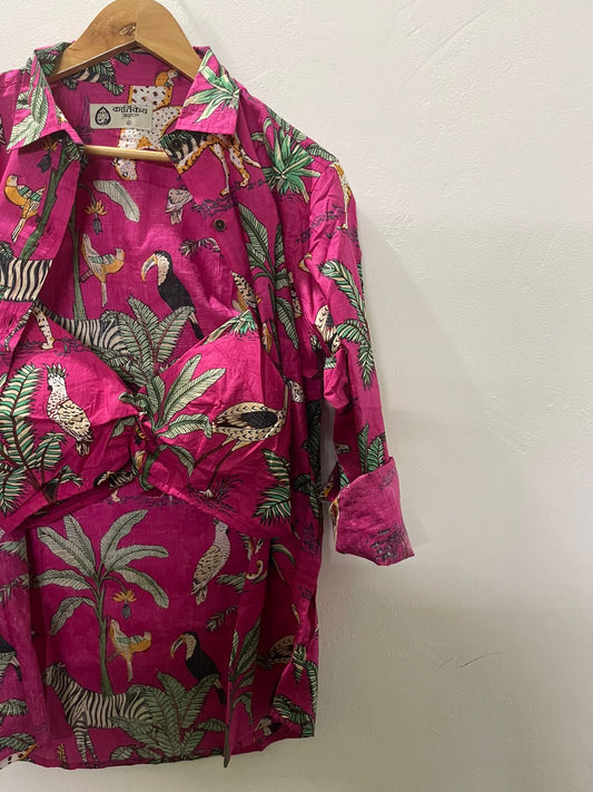 Shirt & Bralette Combo Set - Pink Jungle