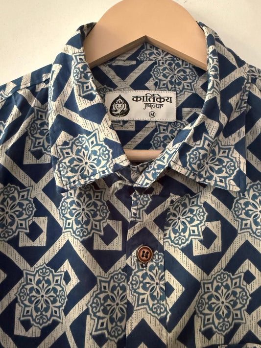 Indigo Men's Half Sleeves Cotton Shirt