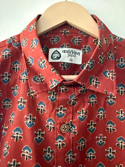 Bagru Floral Print Cotton Print Mens Shirt