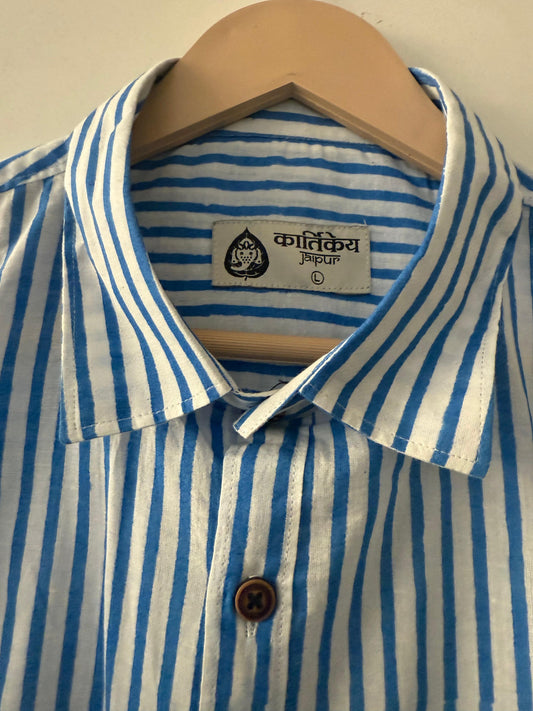 Lining Casual Block Print Cotton Shirt For Men