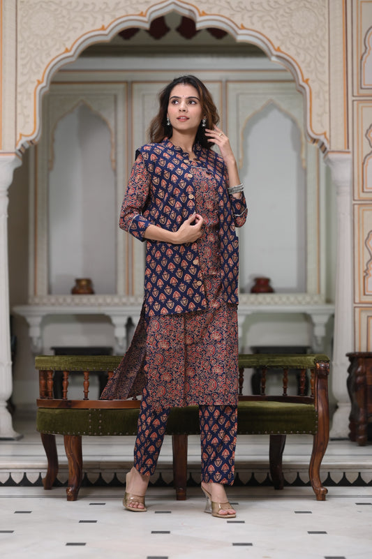 Women’s Cotton Kurti Pant Set With jacket