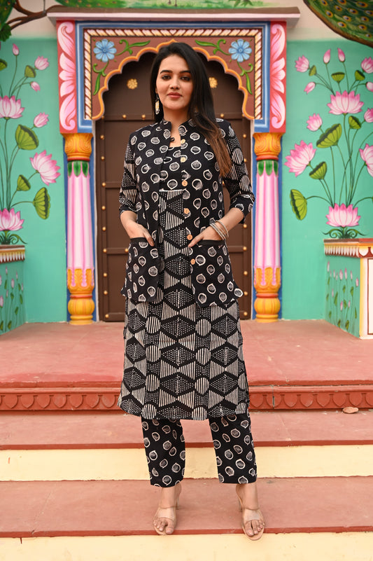 Women’s Cotton Kurti Pant Set With jacket
