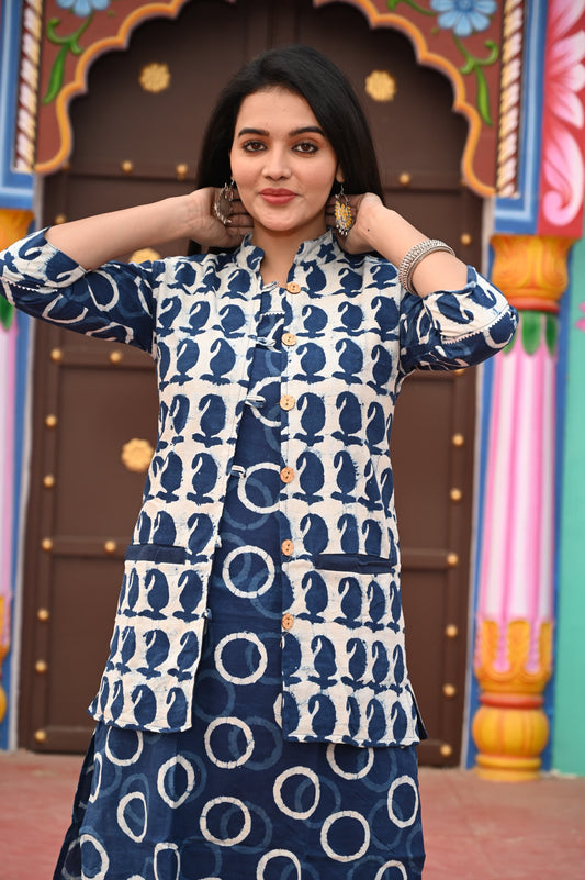 Women’s Cotton Kurti Pant Set With jacket