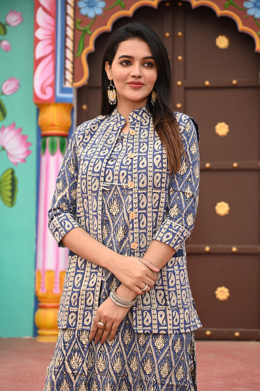 Women’s Cotton Kurti Pant Set With jacket