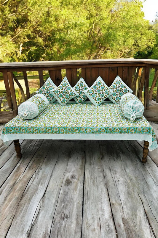 PREMIUM HAND BLOCK PRINTED DIWAN SET OF (8 PCS)