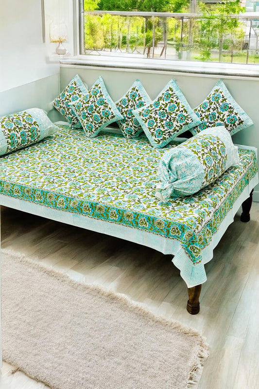 PREMIUM HAND BLOCK PRINTED DIWAN SET OF (8 PCS)