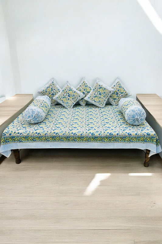 PREMIUM HAND BLOCK PRINTED DIWAN SET OF (8 PCS)