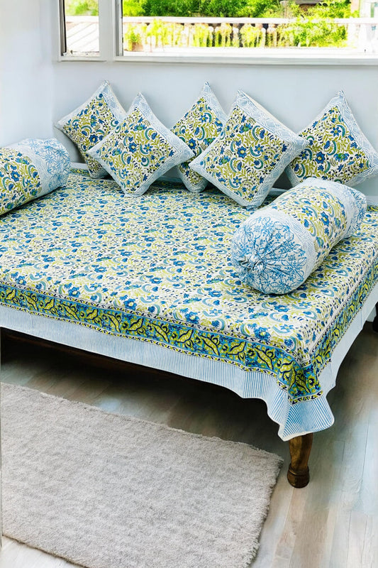 PREMIUM HAND BLOCK PRINTED DIWAN SET OF (8 PCS)