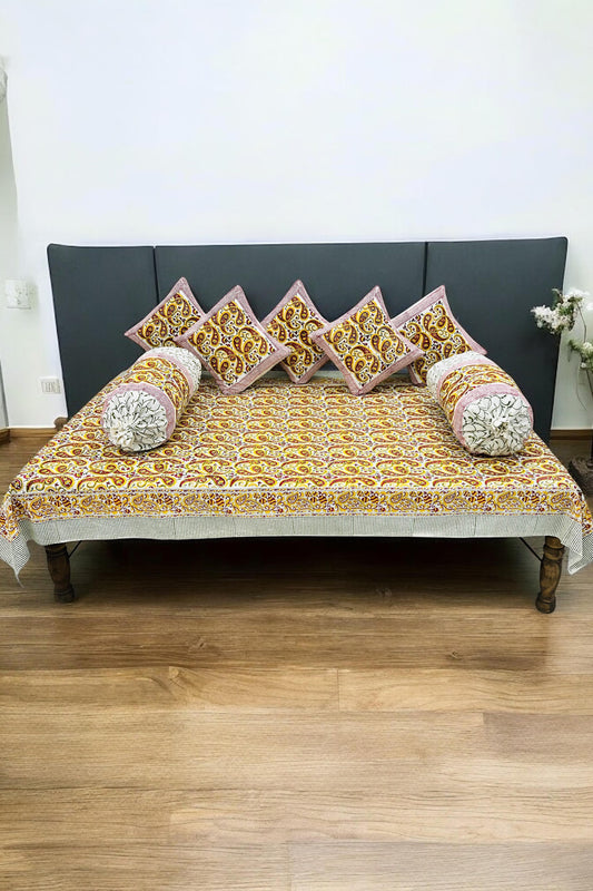 PREMIUM HAND BLOCK PRINTED DIWAN SET OF (8 PCS)