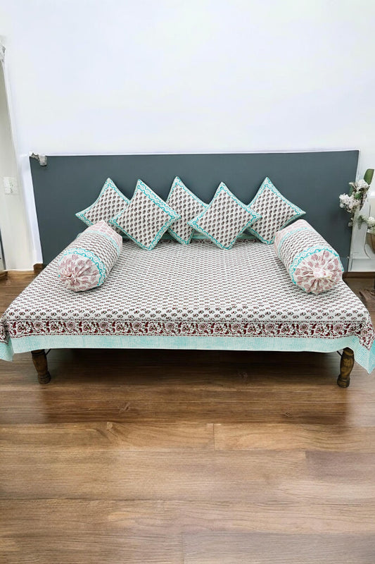 PREMIUM HAND BLOCK PRINTED DIWAN SET OF (8 PCS)