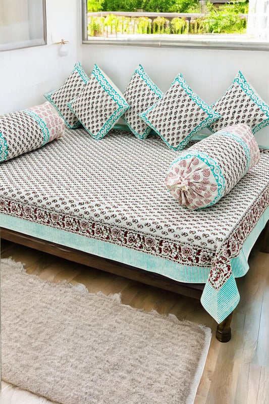 PREMIUM HAND BLOCK PRINTED DIWAN SET OF (8 PCS)