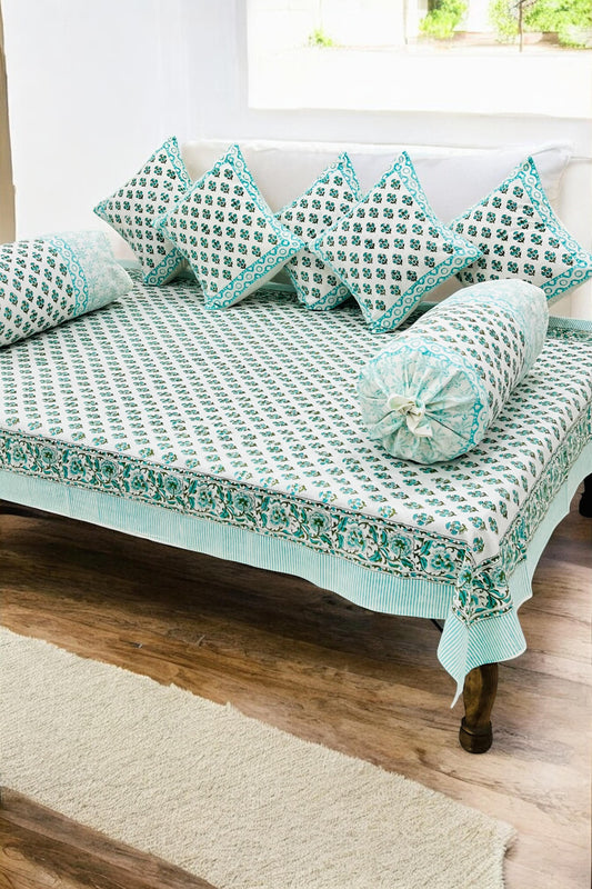 PREMIUM HAND BLOCK PRINTED DIWAN SET OF (8 PCS)