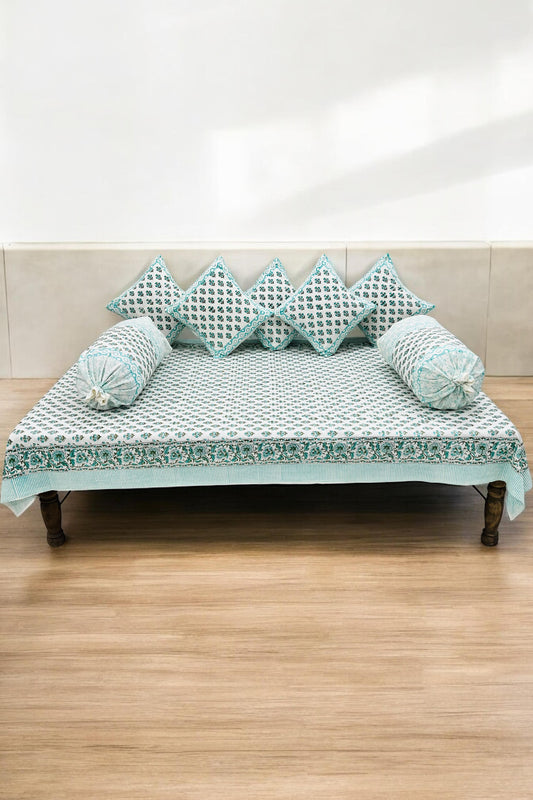 PREMIUM HAND BLOCK PRINTED DIWAN SET OF (8 PCS)