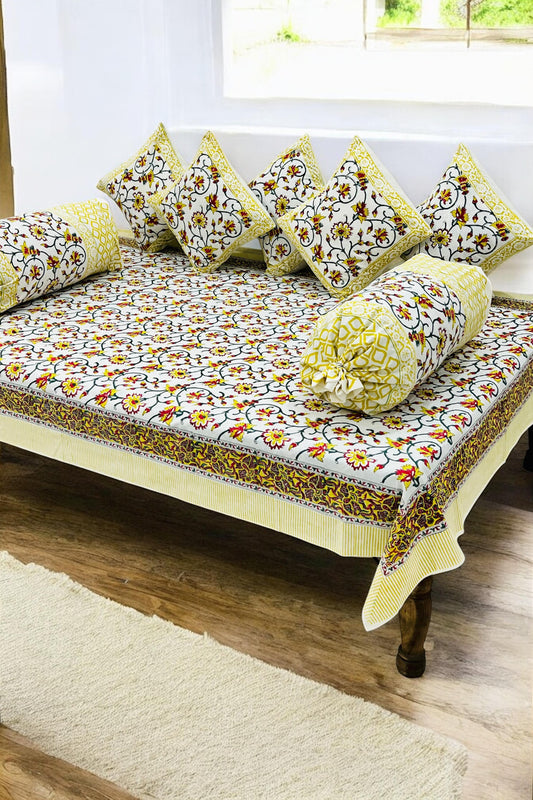 PREMIUM HAND BLOCK PRINTED DIWAN SET OF (8 PCS)