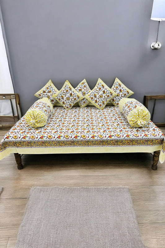 PREMIUM HAND BLOCK PRINTED DIWAN SET OF (8 PCS)
