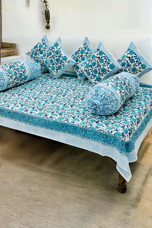 PREMIUM HAND BLOCK PRINTED DIWAN SET OF (8 PCS)