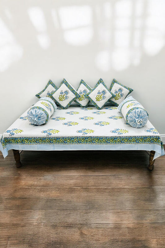 PREMIUM HAND BLOCK PRINTED DIWAN SET OF (8 PCS)