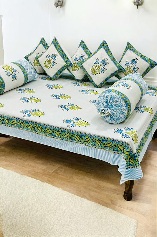 PREMIUM HAND BLOCK PRINTED DIWAN SET OF (8 PCS)