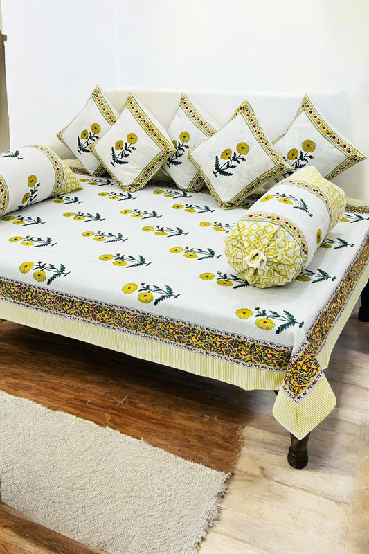 PREMIUM HAND BLOCK PRINTED DIWAN SET OF (8 PCS)