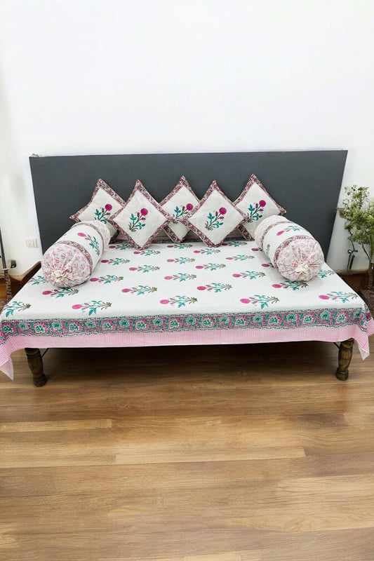 PREMIUM HAND BLOCK PRINTED DIWAN SET OF (8 PCS)
