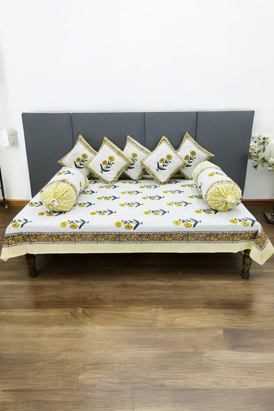 PREMIUM HAND BLOCK PRINTED DIWAN SET OF (8 PCS)
