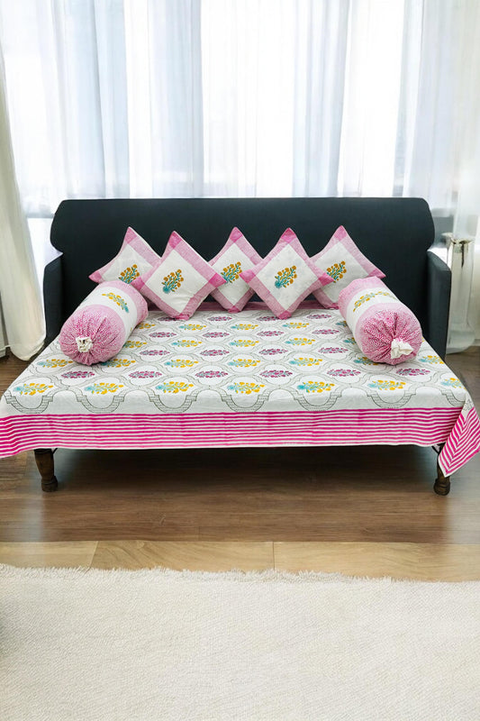 PREMIUM HAND BLOCK PRINTED DIWAN SET OF (8 PCS)