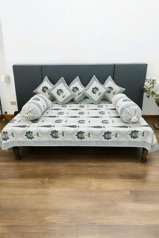 PREMIUM HAND BLOCK PRINTED DIWAN SET OF (8 PCS)