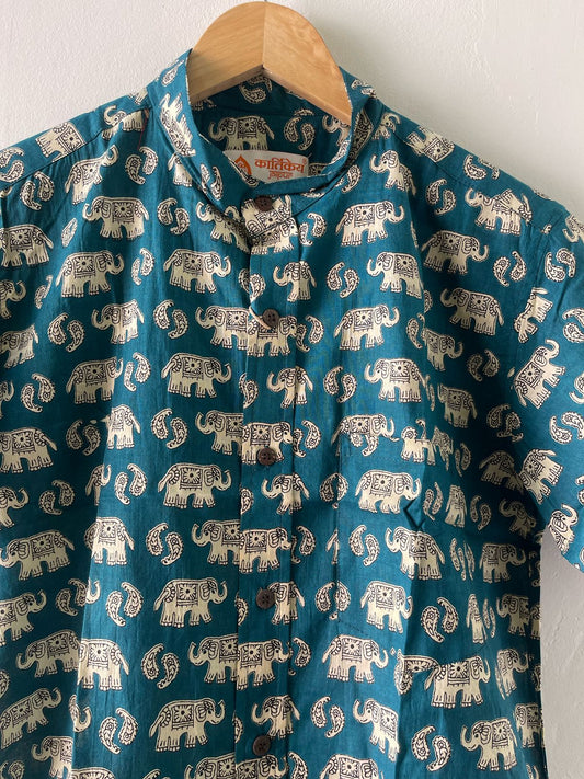 Kartikeya Jaipur Elephant Print Cotton Shirt