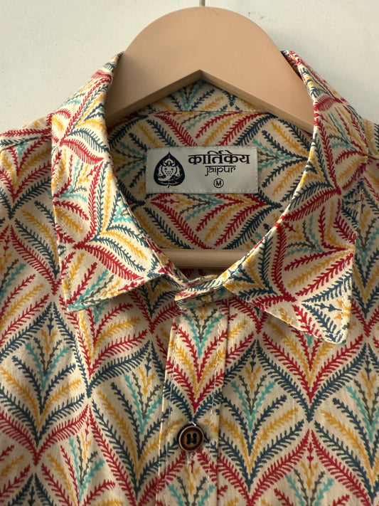Kalamkari Print Shirt Cotton Shirt - Kartikeya Jaipur