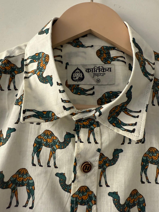 Kartikeya Jaipur Camel Printed Shirt For Men