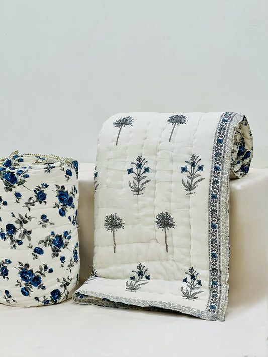 PREMIUM JAIPURI BLOCK DOUBLE BED HAND QUILT ( RAZAI ) 90X108