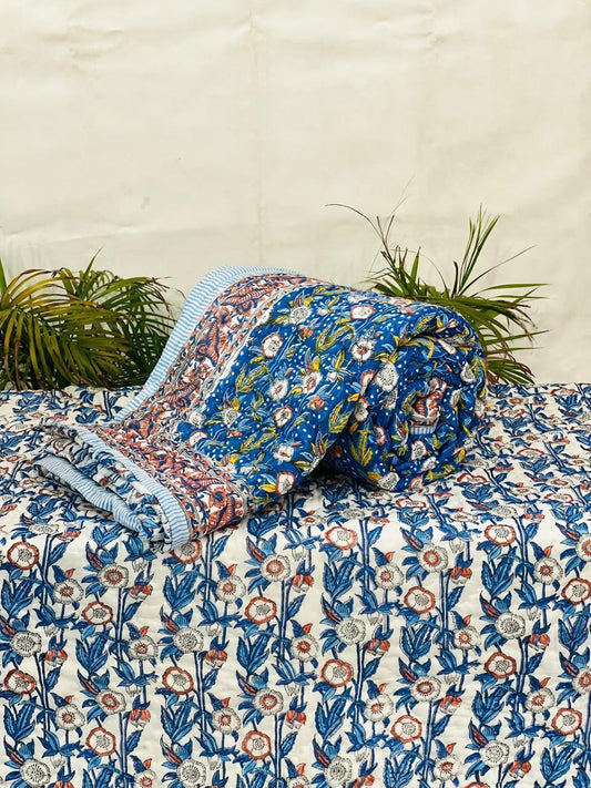PREMIUM JAIPURI BLOCK SINGLE BED HAND QUILT ( RAZAI )60×90