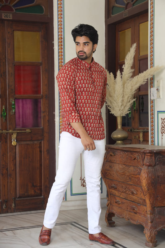 Handblock Cotton Printed Short Kurta