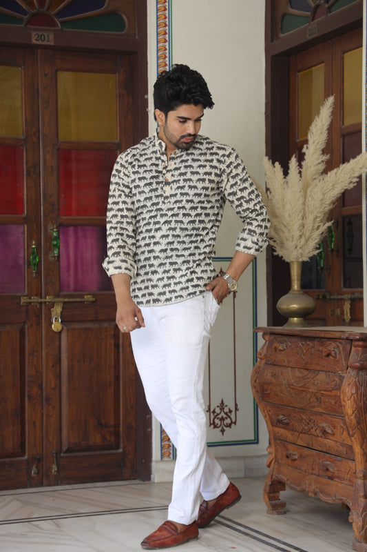 Handblock Cotton Printed Short Kurta