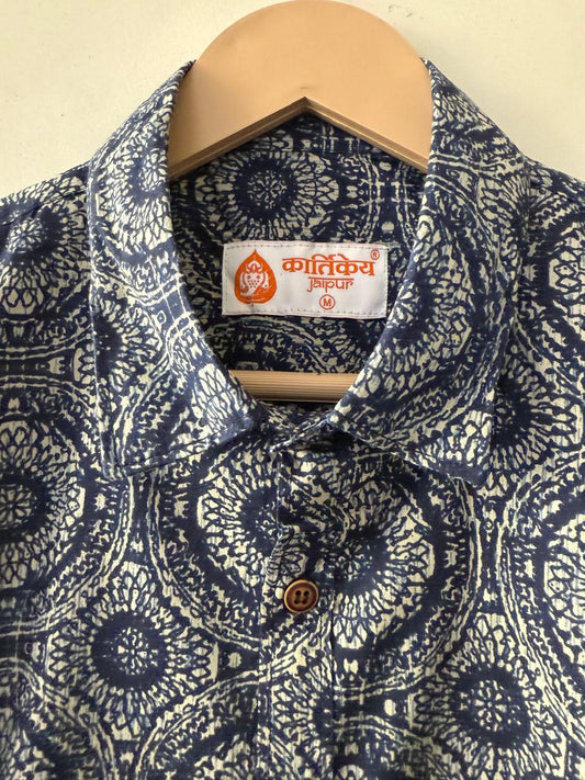 Indigo Men's Half Sleeves Cotton Shirt