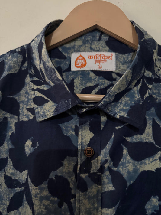 Classic Indigo Men's Half Sleeves Cotton Shirt