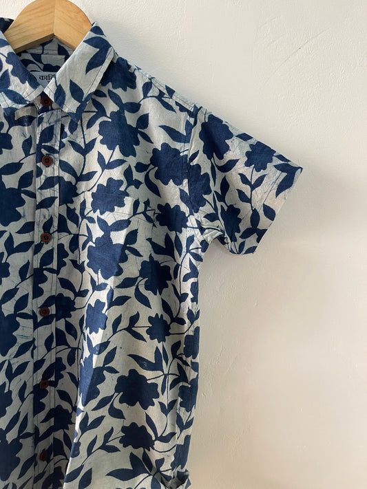 Vibrant Indigo Blue Kids Shirt- Oversized