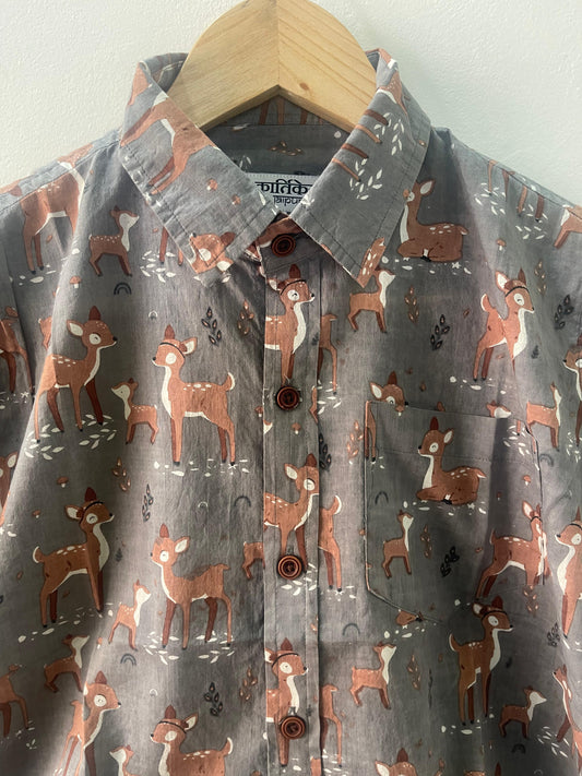 Kids Deer Print Stylish Comfort Shirt- Oversized