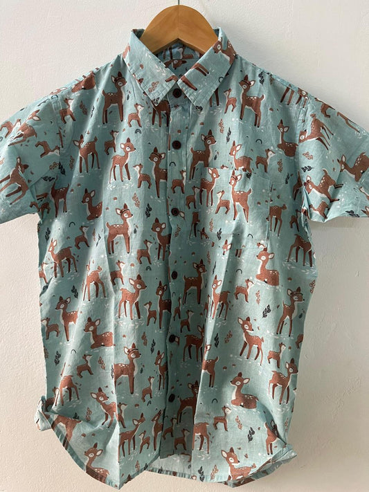 Kids Deer Print Stylish Comfort Shirt- Oversized