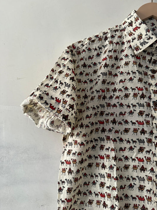 Camel Printed Half Sleeves Shirt for Men