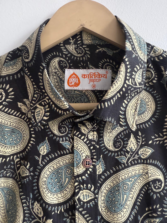 Kalamkari Print Cotton Mens Full Sleeves Shirt