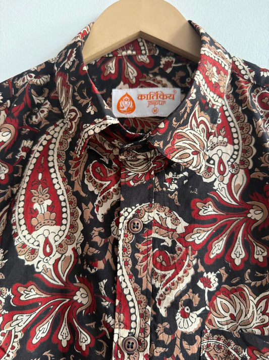 Kalamkari Print Cotton Mens Full Sleeves Shirt