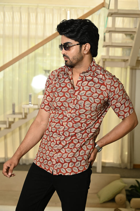 Block Print Plus Size Classic Cotton Shirt for Men