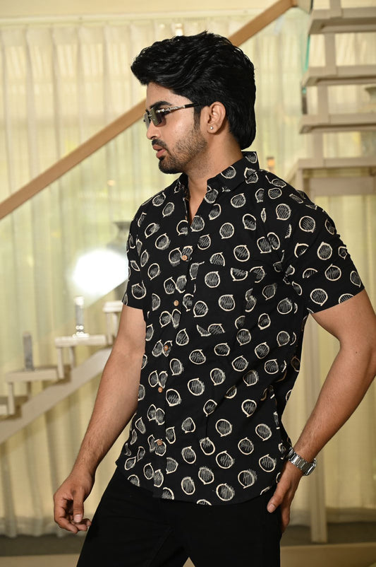 Block Print Plus Size Classic Dabu Cotton Shirt for Men
