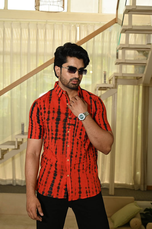 Classic Tie Dye Plus Size Cotton Shirt for Men - Artist Edit