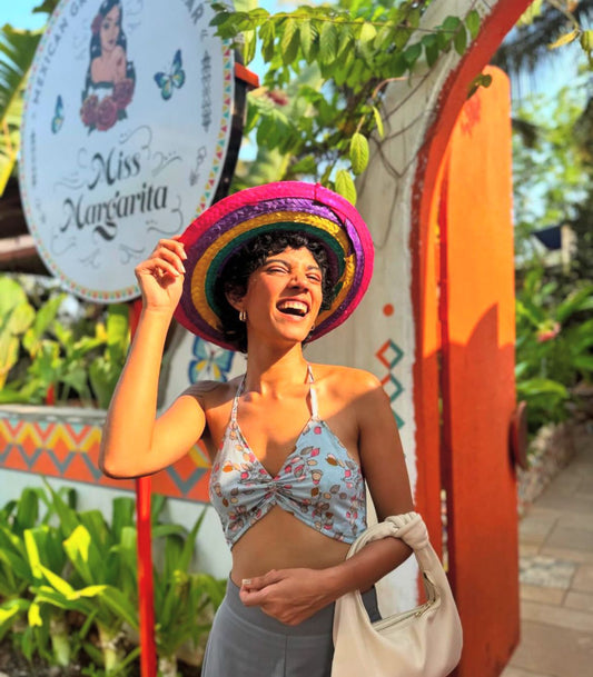 Sanganeri Print Cotton Lace Bralette