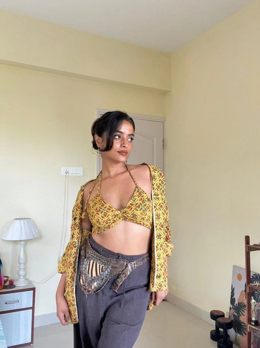 Floral Print Cotton Padded Lace Bralette