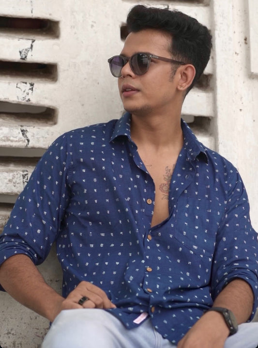 Classic Bangla Alphabet Print Full Sleeve Shirt